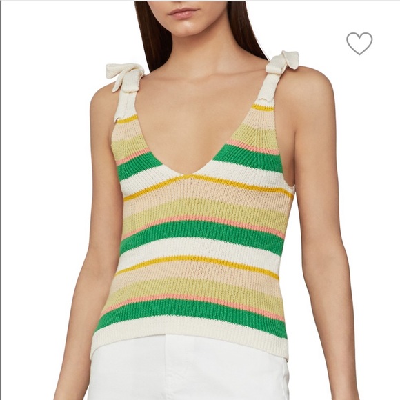 BCBGMAXAZRIA Ribbed Bow Tie Cotton-Blend Tank Top - Picture 1 of 2